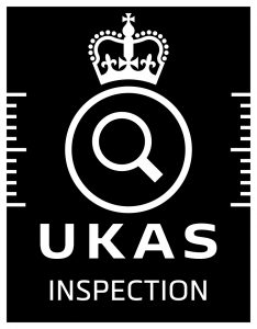 UKAS Accreditation Symbol – white on black – Inspection